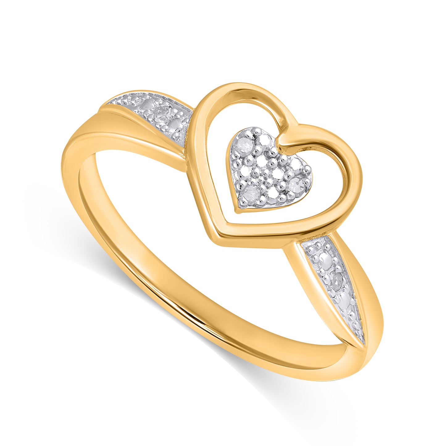 925 Sterling Silver 0.03 Cttw Diamond "Heart" Ladies Ring