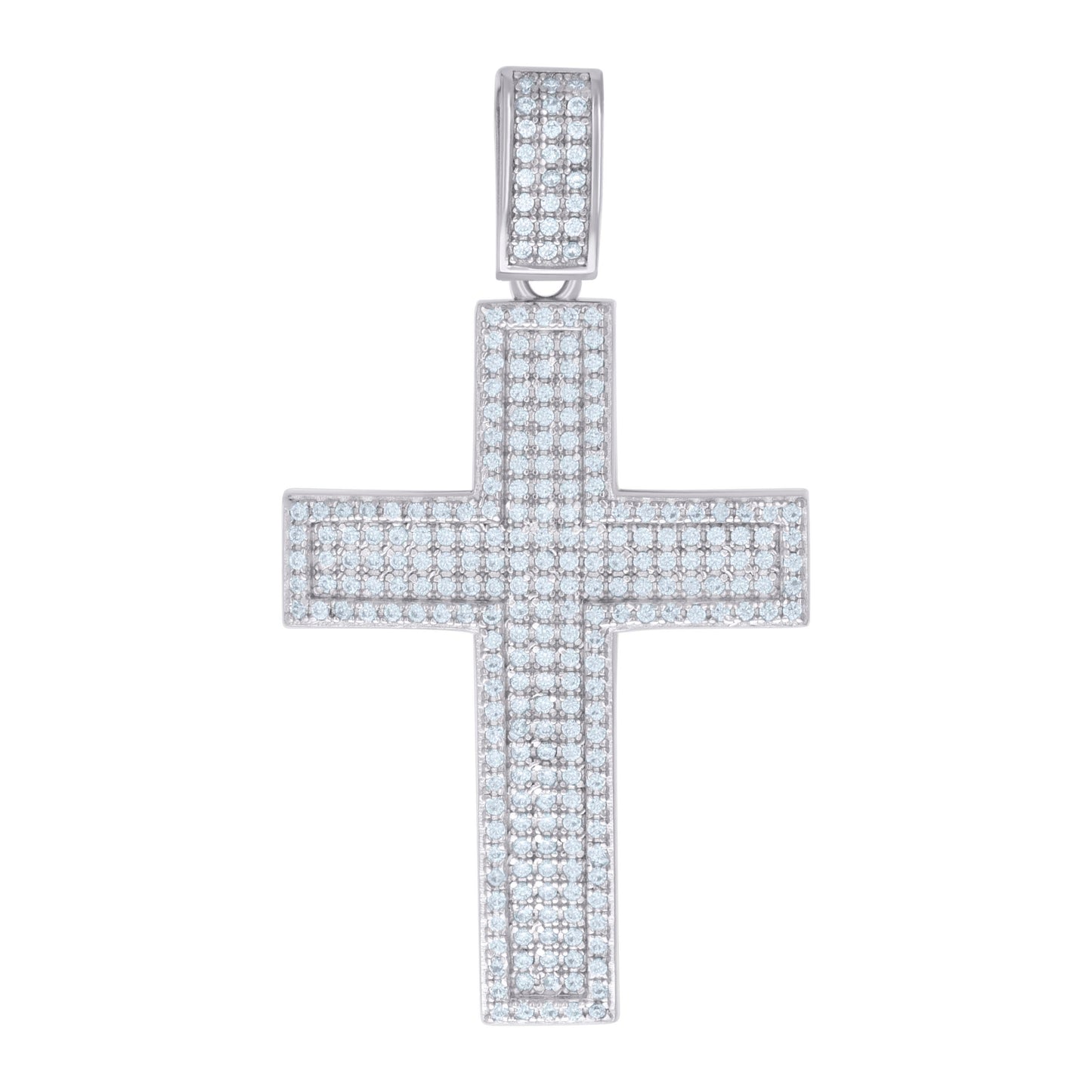 Sterling Silver Mens 1.07ct Moissanite Cross Religious Charm Pendant