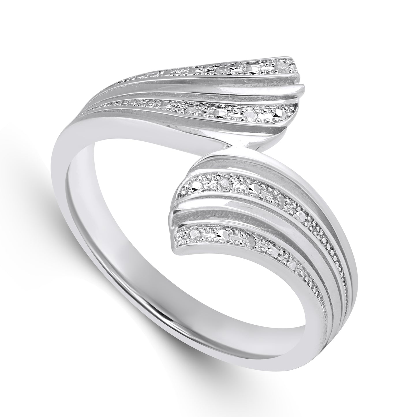 925 Sterling Silver 0.03 Cttw Diamond Ladies Ring
