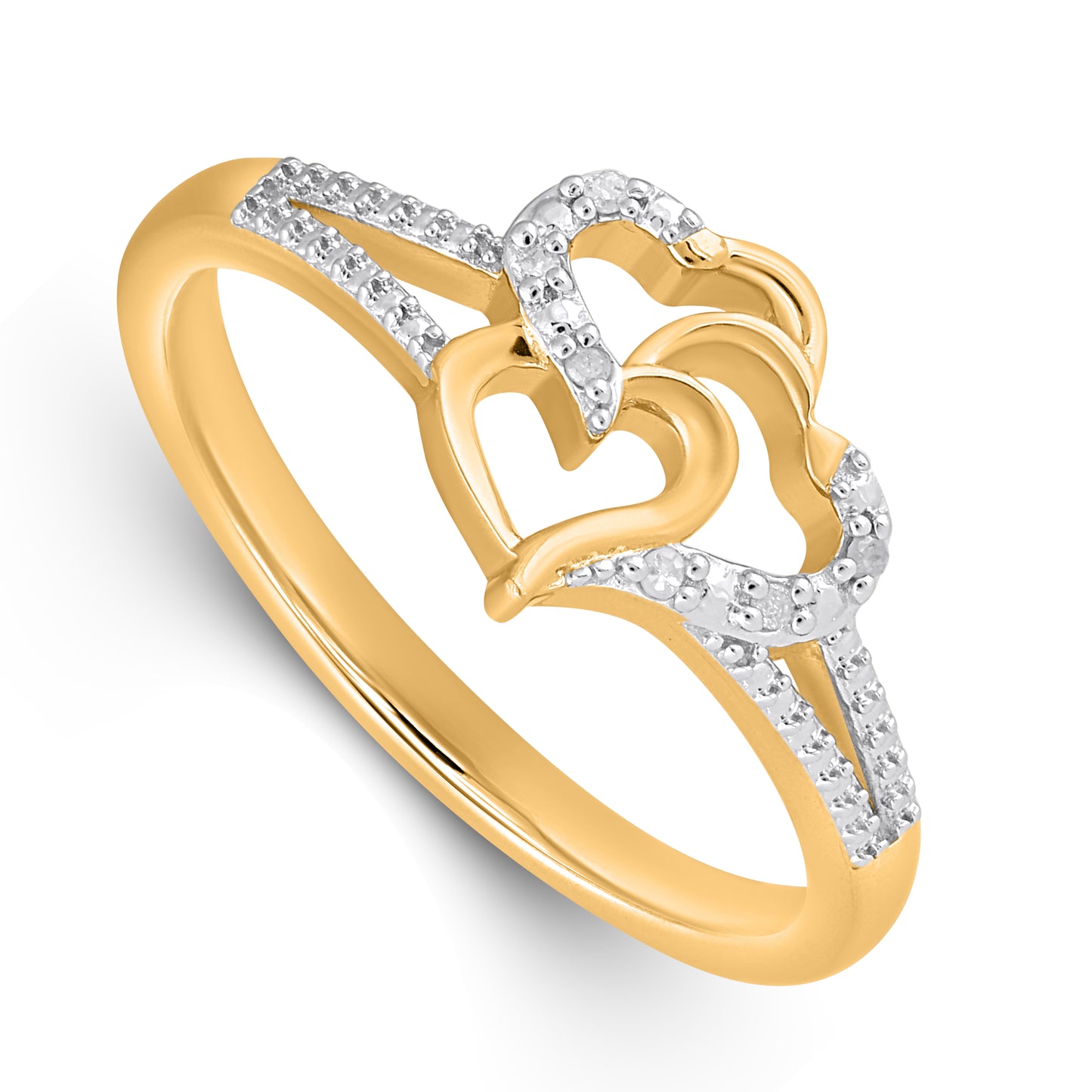 925 Sterling Silver 0.03 Cttw Diamond "Heart" Ladies Ring