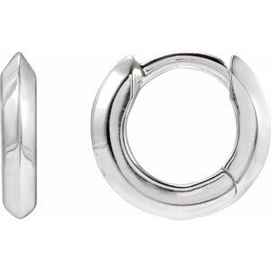 Sterling Silver Pair Knife Edge Hinged Hoop Earrings, Length: 10 Mm, Thickness: 2 Mm