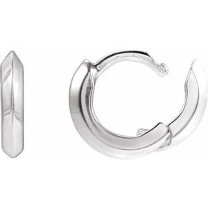 Sterling Silver Pair Knife Edge Hinged Hoop Earrings, Length: 10 Mm, Thickness: 2 Mm