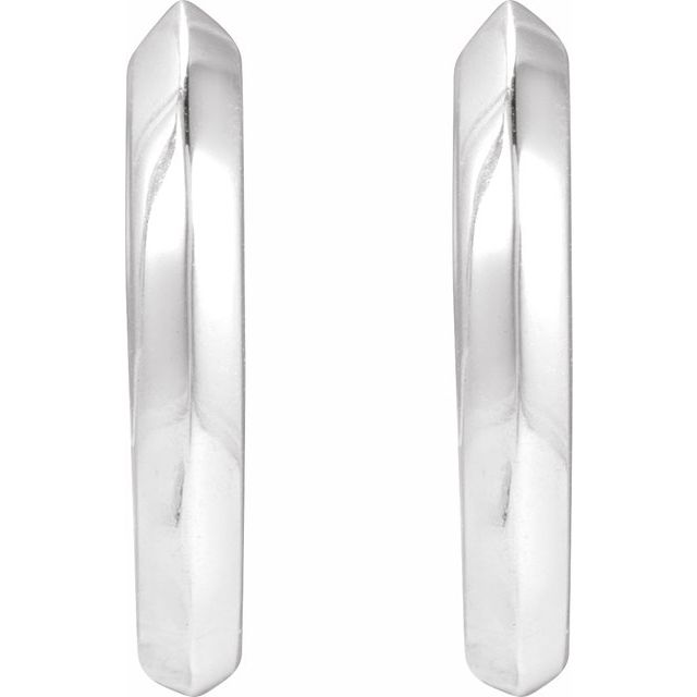 14K White Gold 12.5 Mm 2 Mm Pair Hinged Polished Knife Edge Hinged Hoop Earrings