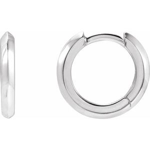 Sterling Silver Pair Knife Edge Hinged Hoop Earrings, Length: 12.5 Mm, Thickness: 2 Mm