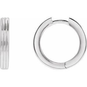 Sterling Silver Pair Ribbed Huggie Earrings, Length: 15 Mm, Thickness: 2.4 Mm