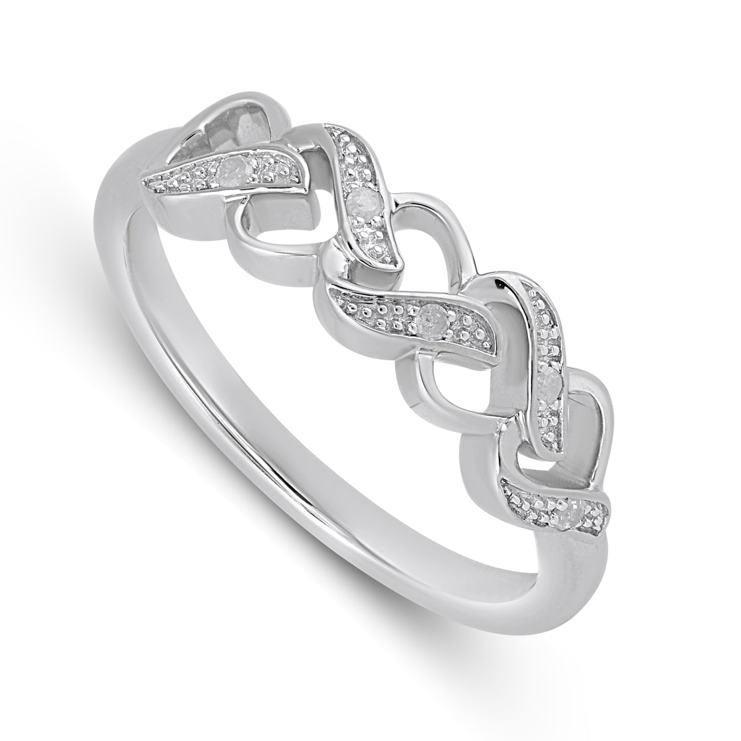 925 Sterling Silver 0.03 Cttw Diamond Ladies Band