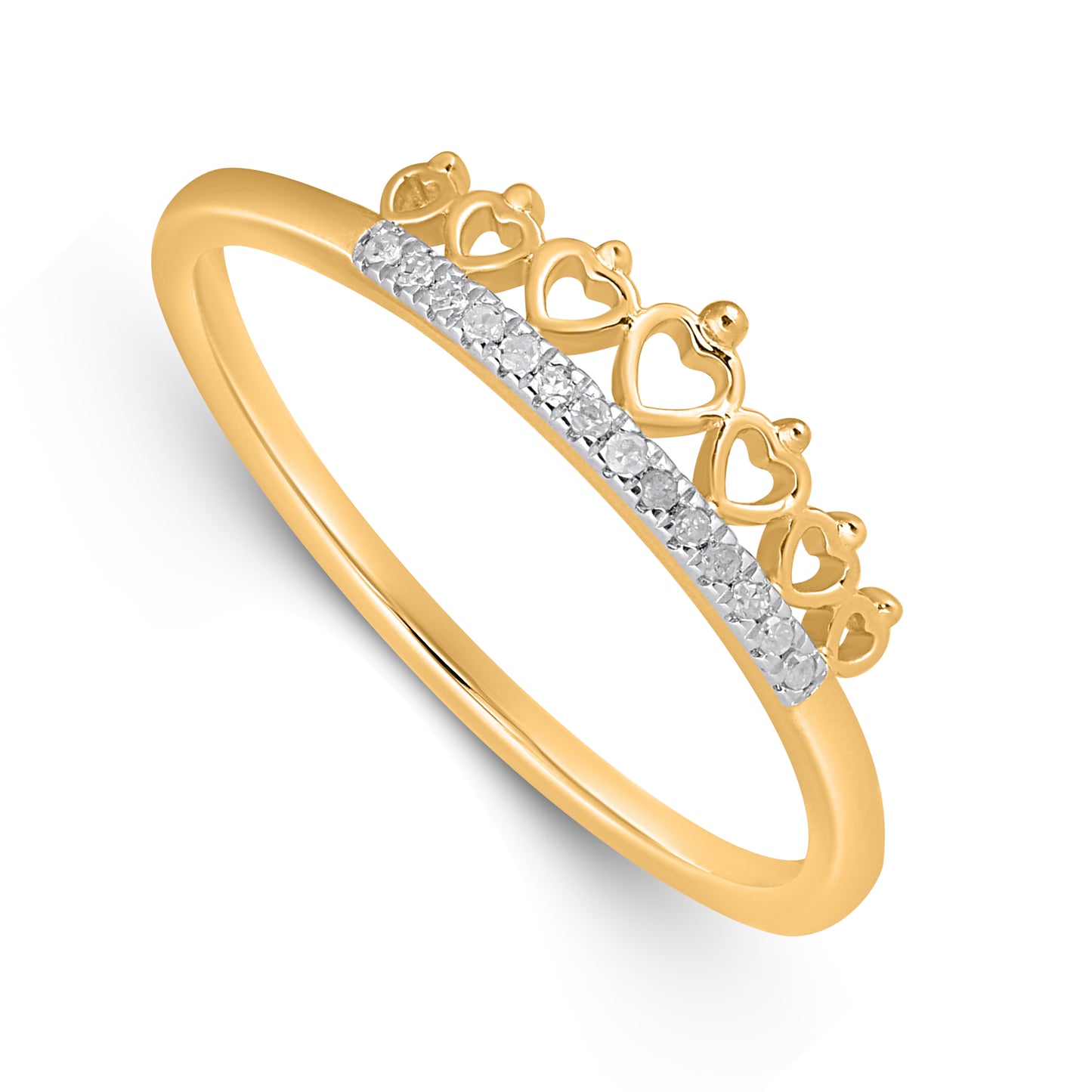 925 Sterling Silver Yellow Tone 0.04 Cttw Diamond Ladies Band