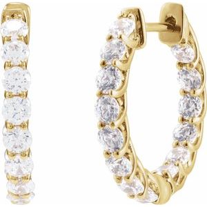 14K Yellow Gold Pair Round Shape 2.8Mm Si1-Si2, Gh 2 1/5 Ctw Lab-Grown Diamond Inside-Outside Hoop Earrings, Length: 19.7 Mm, Thickness: 2.9 Mm