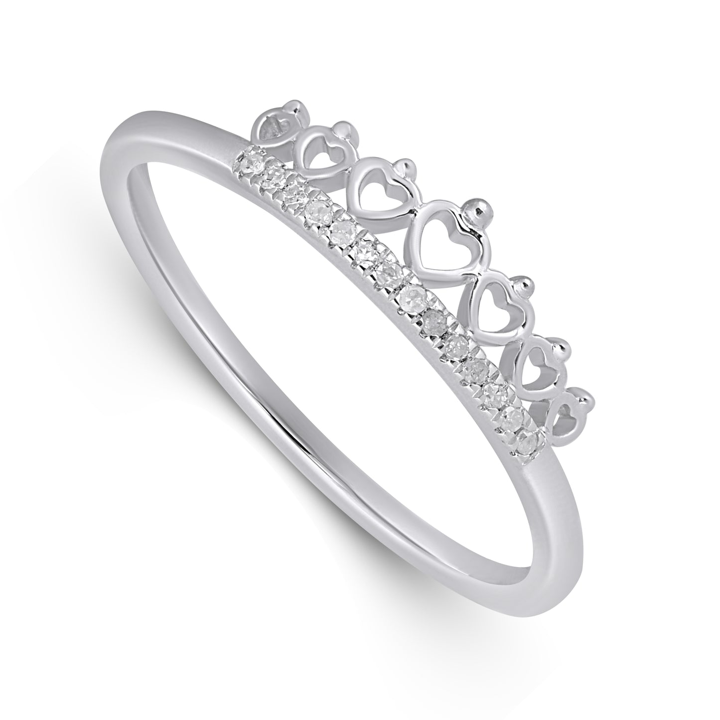 925 Sterling Silver 0.04 Cttw Diamond Ladies Ring