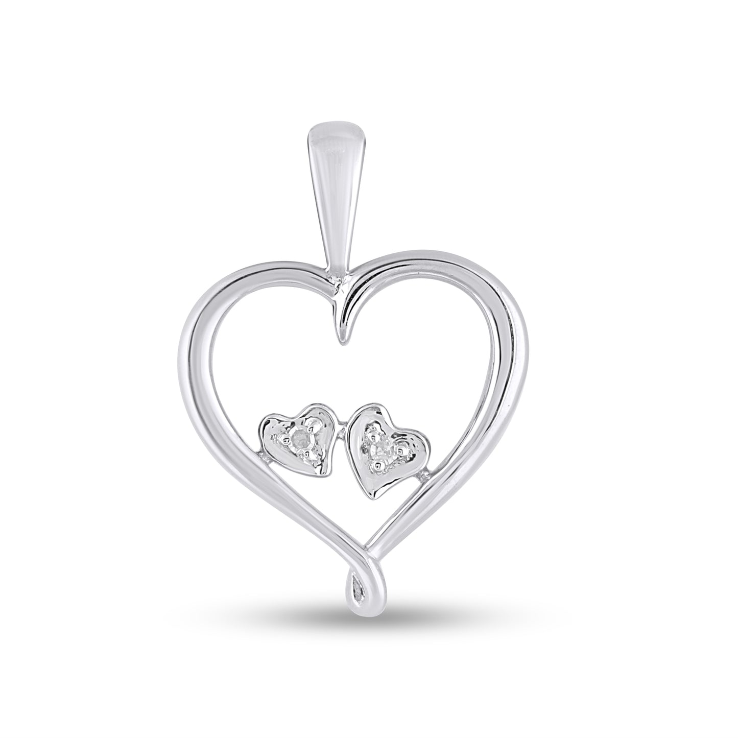 925 Sterling Silver 0.01 Cttw Diamond "Heart" Ladies Pendant