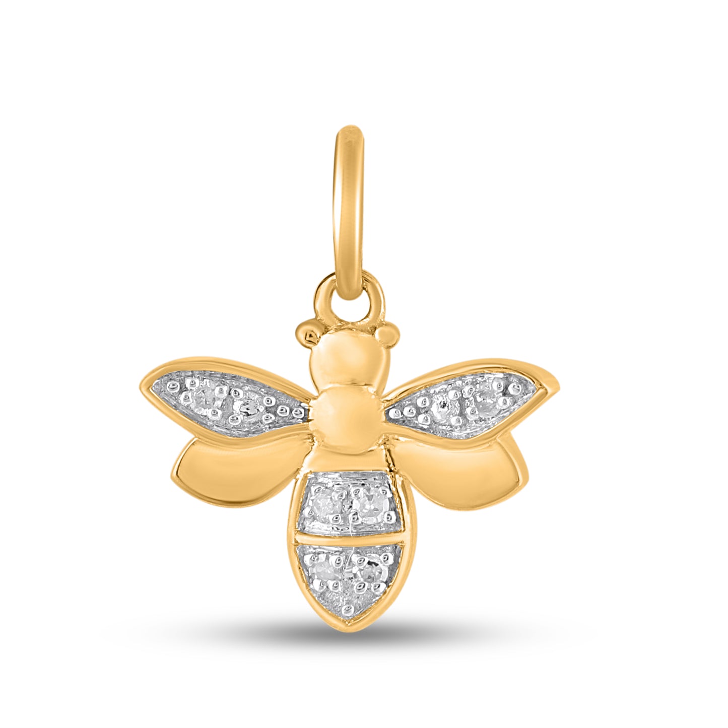 925 Sterling Silver 0.03 Cttw Diamond "Bees" Ladies Pendant