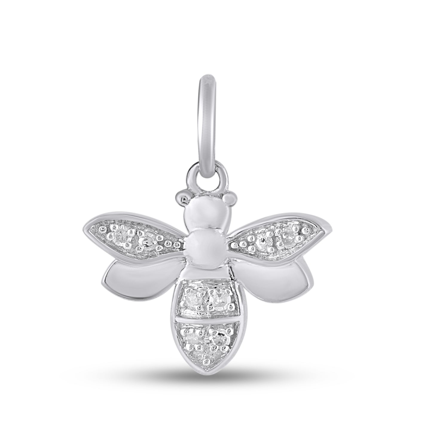 925 Sterling Silver 0.03 Cttw Diamond "Bees" Ladies Pendant
