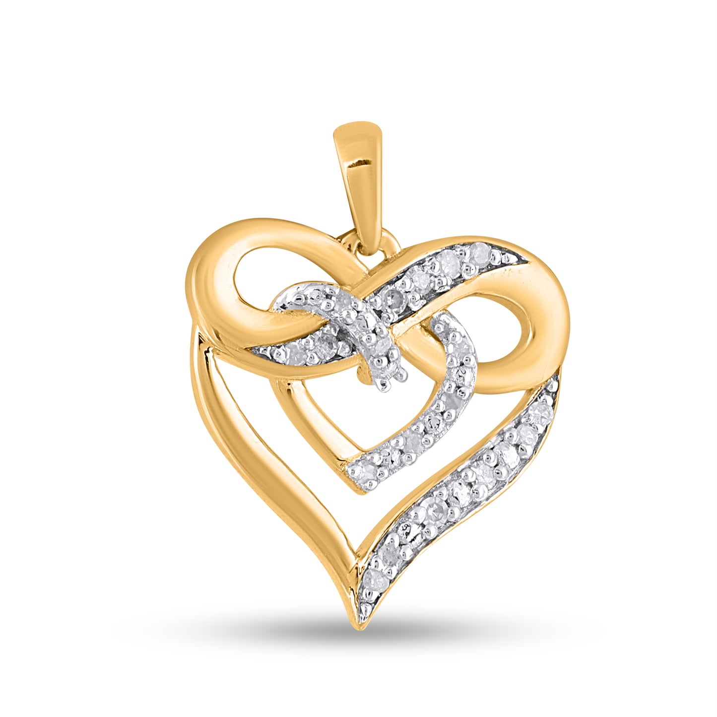 925 Sterling Silver 0.07 Cttw Diamond "Heart" Ladies Pendant