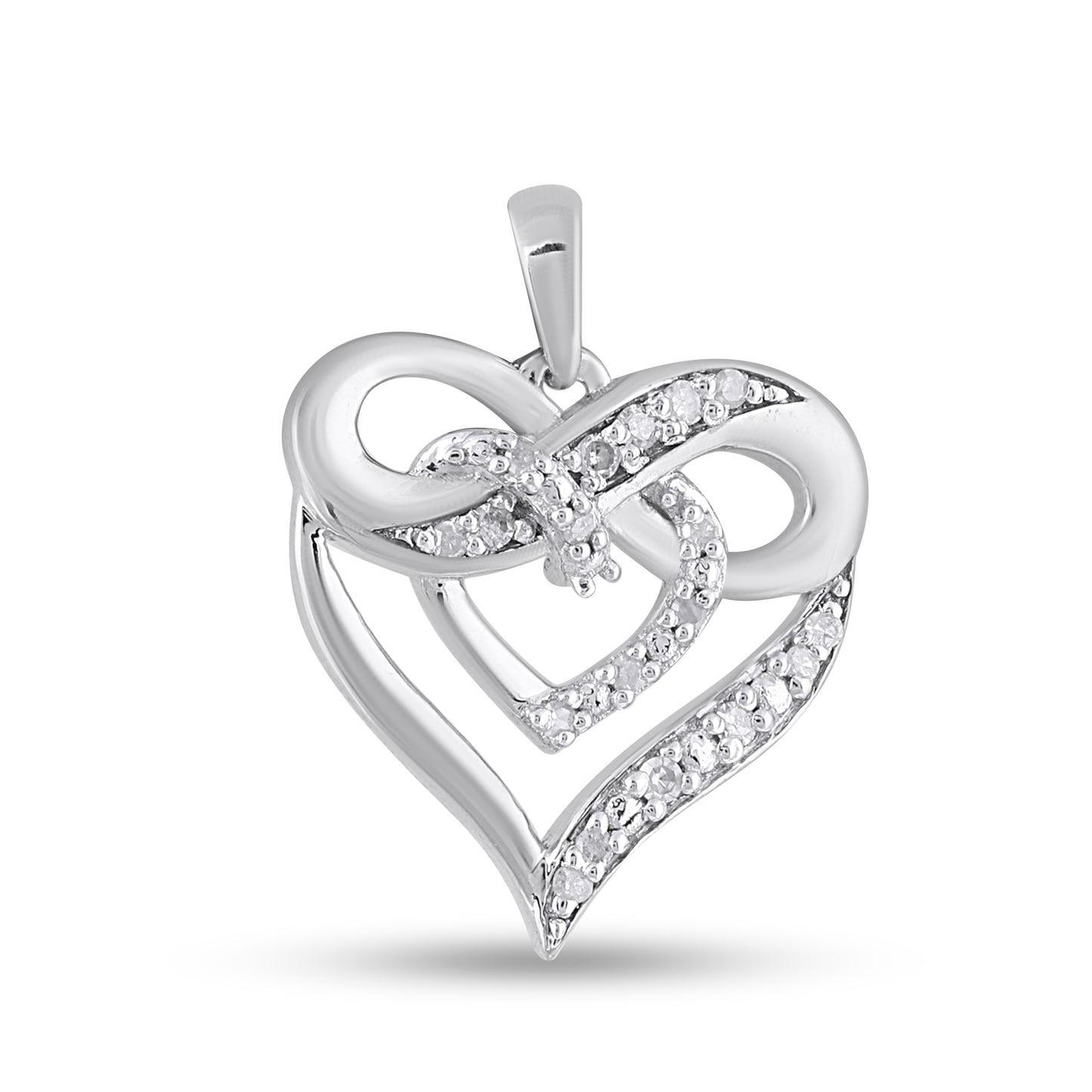 925 Sterling Silver 0.07 Cttw Diamond "Heart" Ladies Pendant