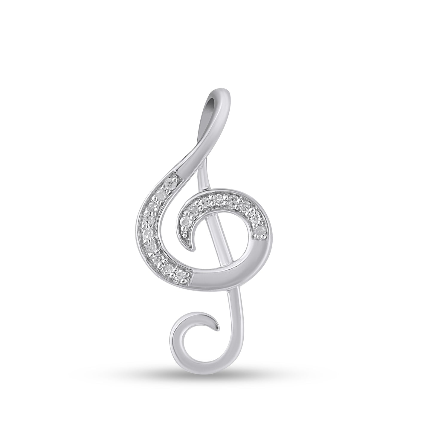 925 Sterling Silver 0.05 Cttw Diamond "Music" Ladies Pendant