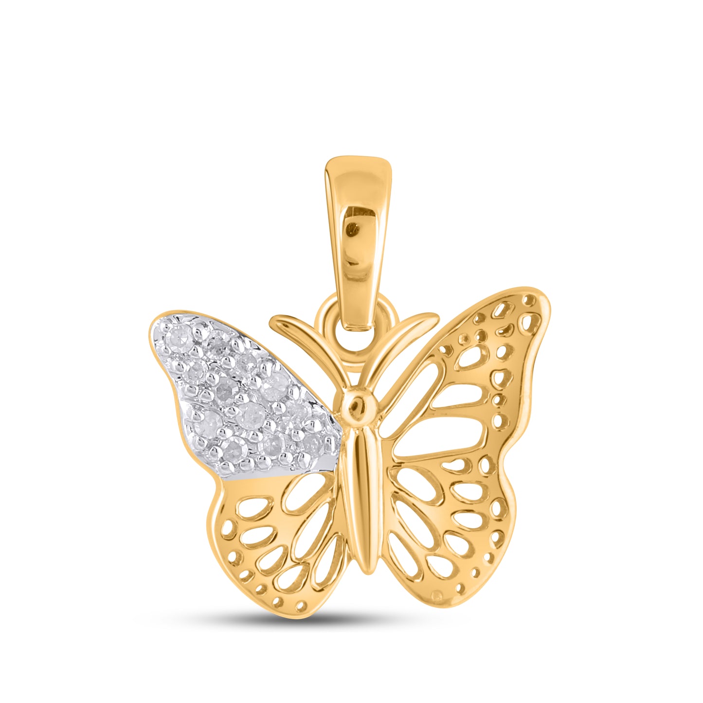 925 Sterling Silver 0.05 Cttw Diamond "Butterfly" Ladies Pendant