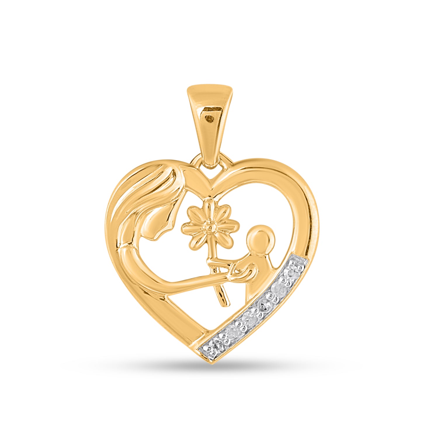 925 Sterling Silver 0.03 Cttw Diamond "Heart" Ladies Pendant