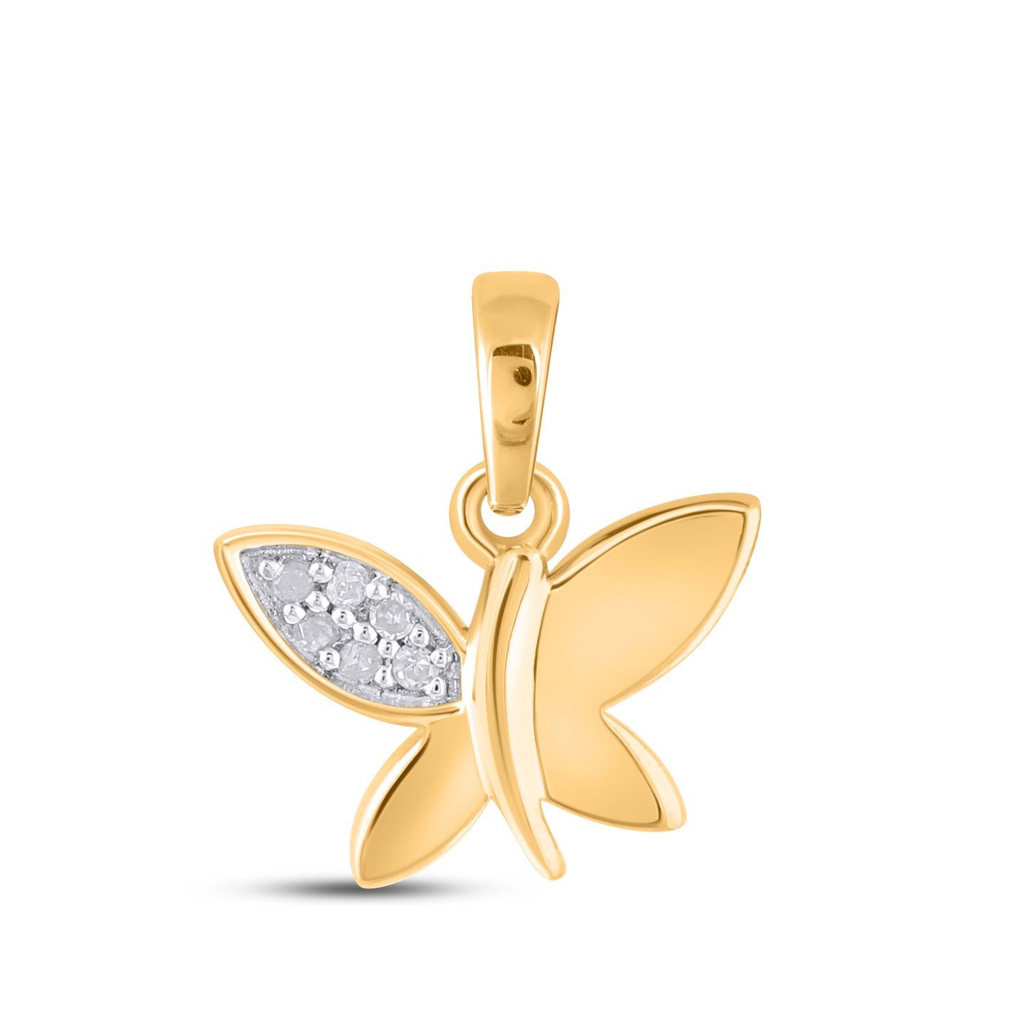 925 Sterling Silver 0.02 Cttw Diamond "Buttefly" Ladies Pendant