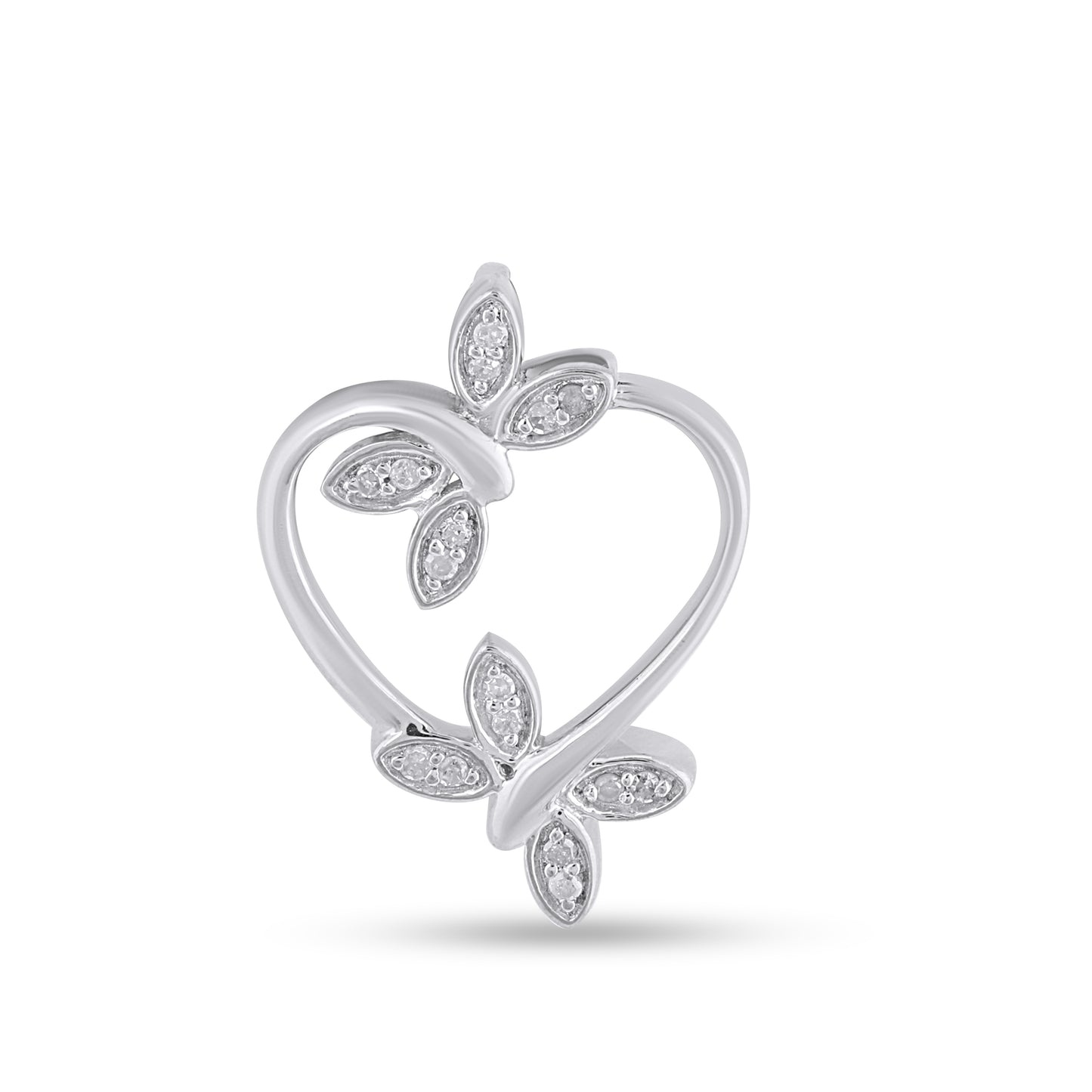 925 Sterling Silver 0.05 Cttw Diamond "Heart" Ladies Pendant