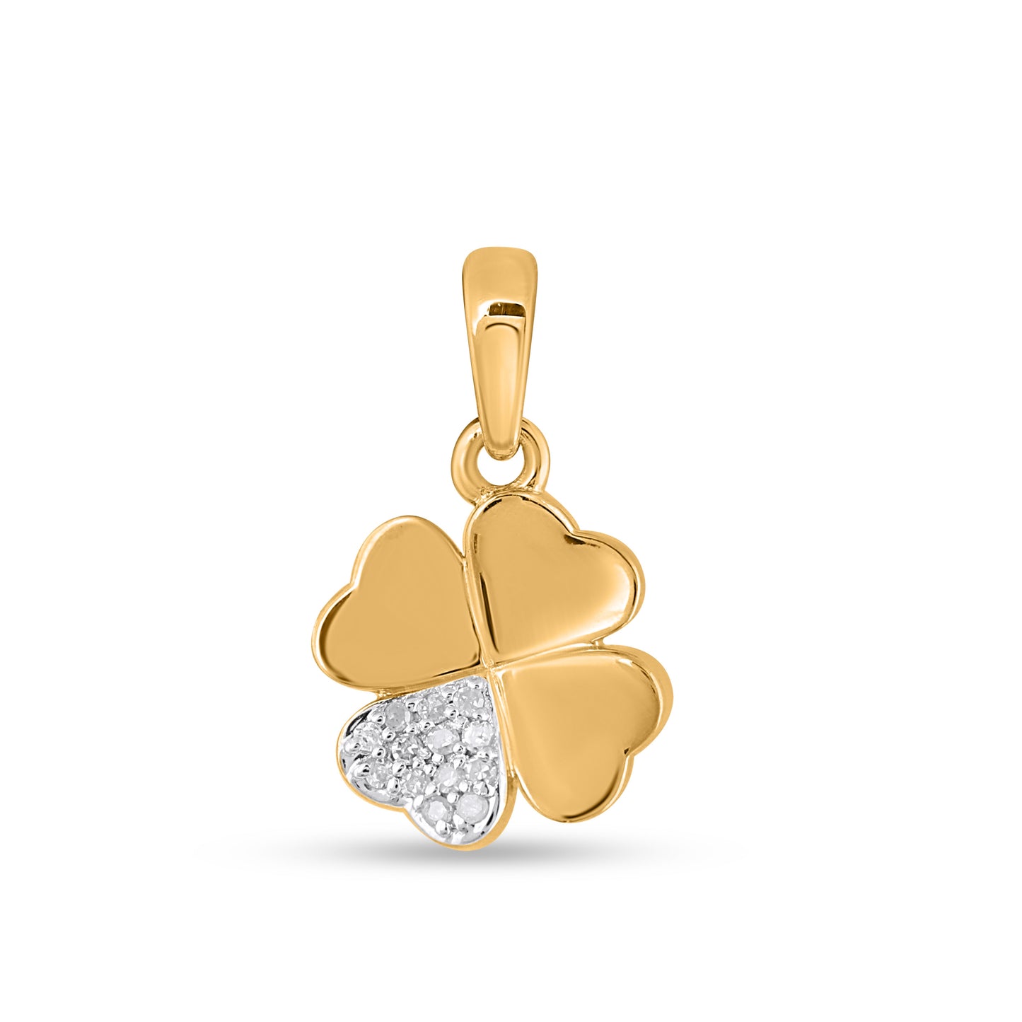 925 Sterling Silver 0.04 Cttw Diamond "4 Leaf Clover" Ladies Pendant