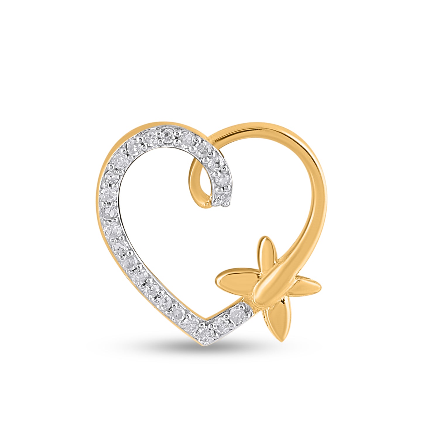 925 Sterling Silver 0.05 Cttw Diamond "Heart" Ladies Pendant