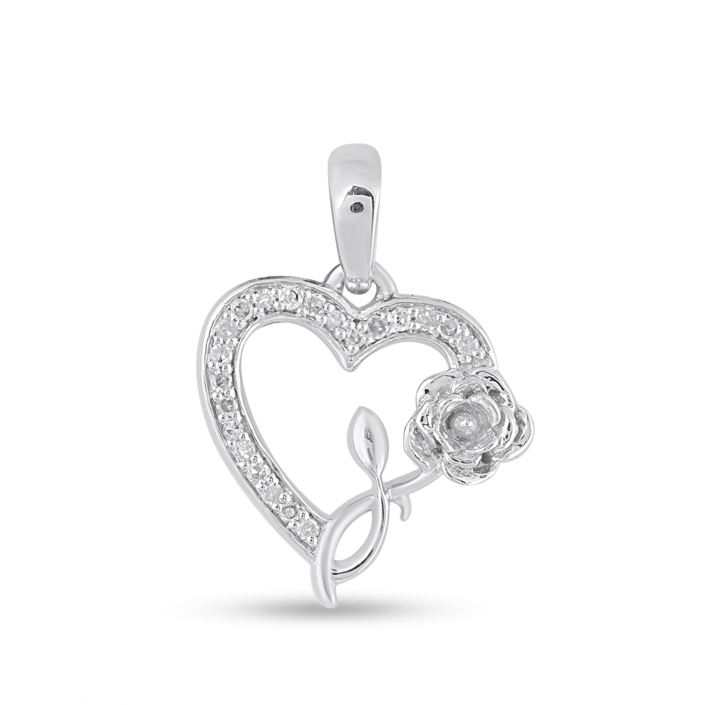 925 Sterling Silver 0.04 Cttw Diamond "Heart" Ladies Pendant