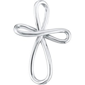14K White Gold 39 X 26.25 Mm Polished Cross Pendant