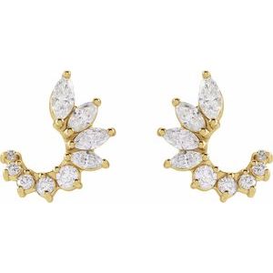 14K Yellow Gold Marquise 4 X 2 Mm 1/2 Ctw Natural Diamond Front-Back Earrings