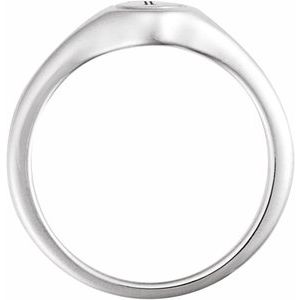 14K White Gold Round 6.9 X 6.9 Mm Polished Polished Engravable Signet Ring Size 7