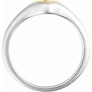 14K White/Yellow Gold Round 6.9 X 6.9 Mm Polished Polished Engravable Signet Ring Size 7