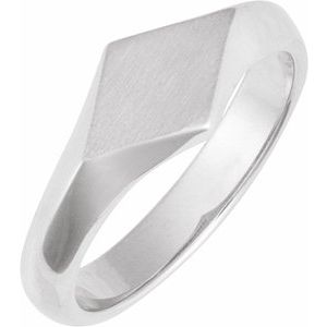 Sterling Silver Geometric 8.9 X 13.3 Mm Brush Polished Geometric Signet Ring Size 10