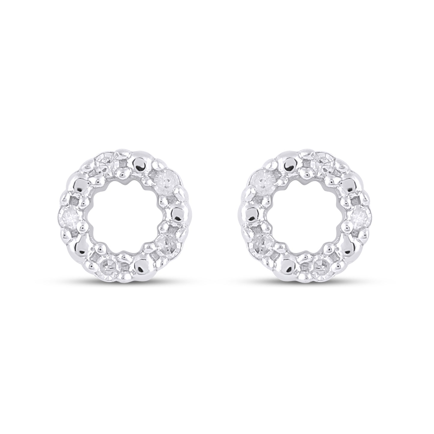 925 Sterling Silver 0.03 Cttw Diamond Earring