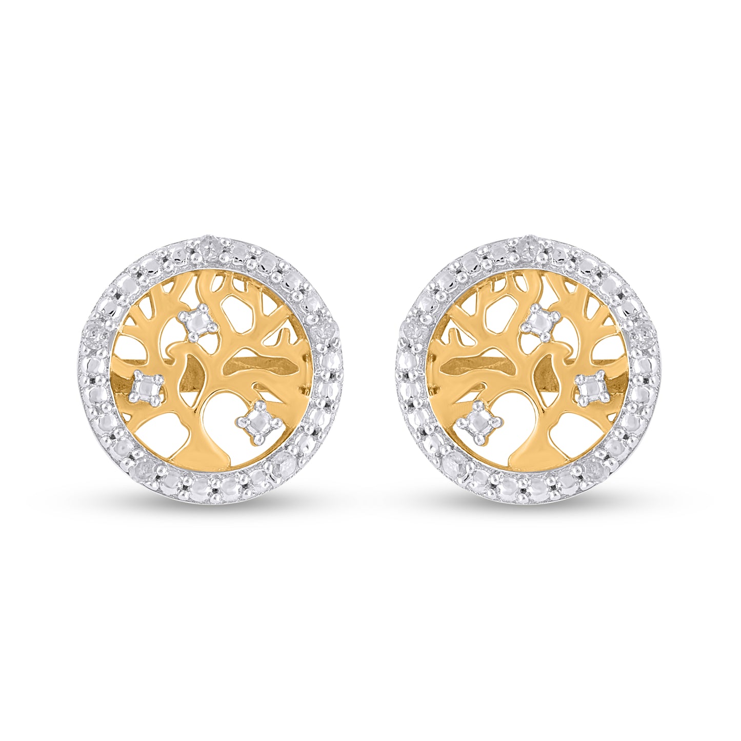 925 Sterling Silver 0.03 Cttw Diamond "Tree" Earring