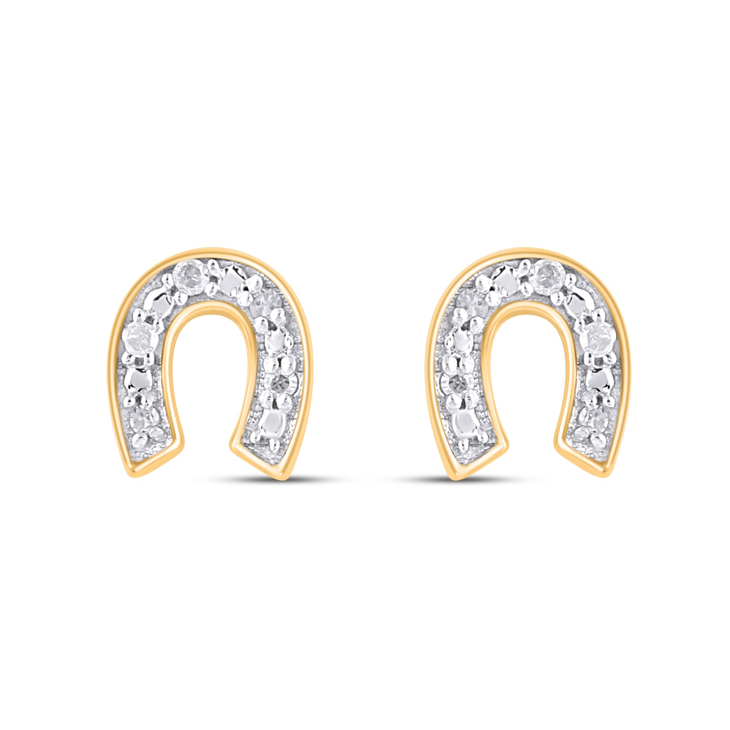 925 Sterling Silver 0.03 Cttw Diamond "Horseshoe" Earring