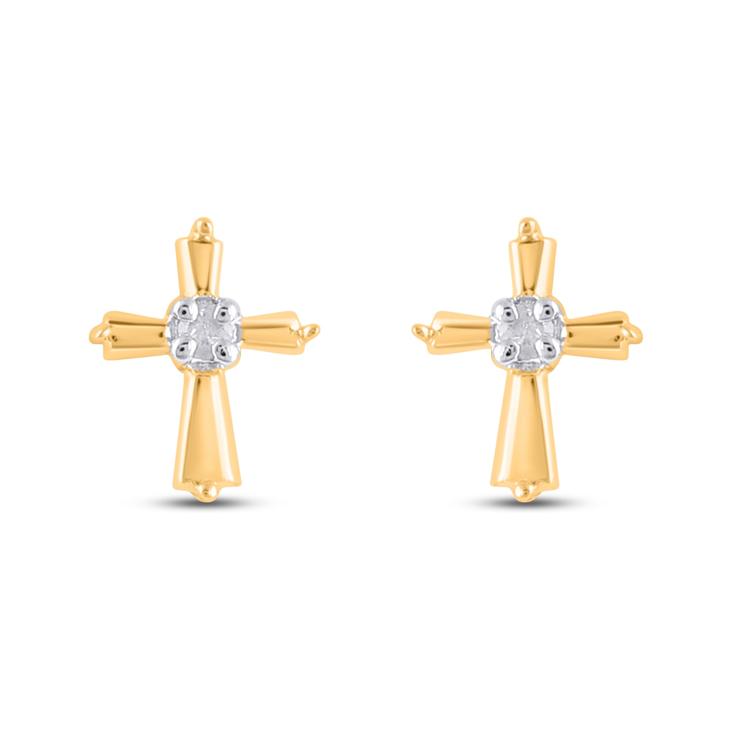 925 Sterling Silver 0.01 Cttw Diamond "Cross" Earring