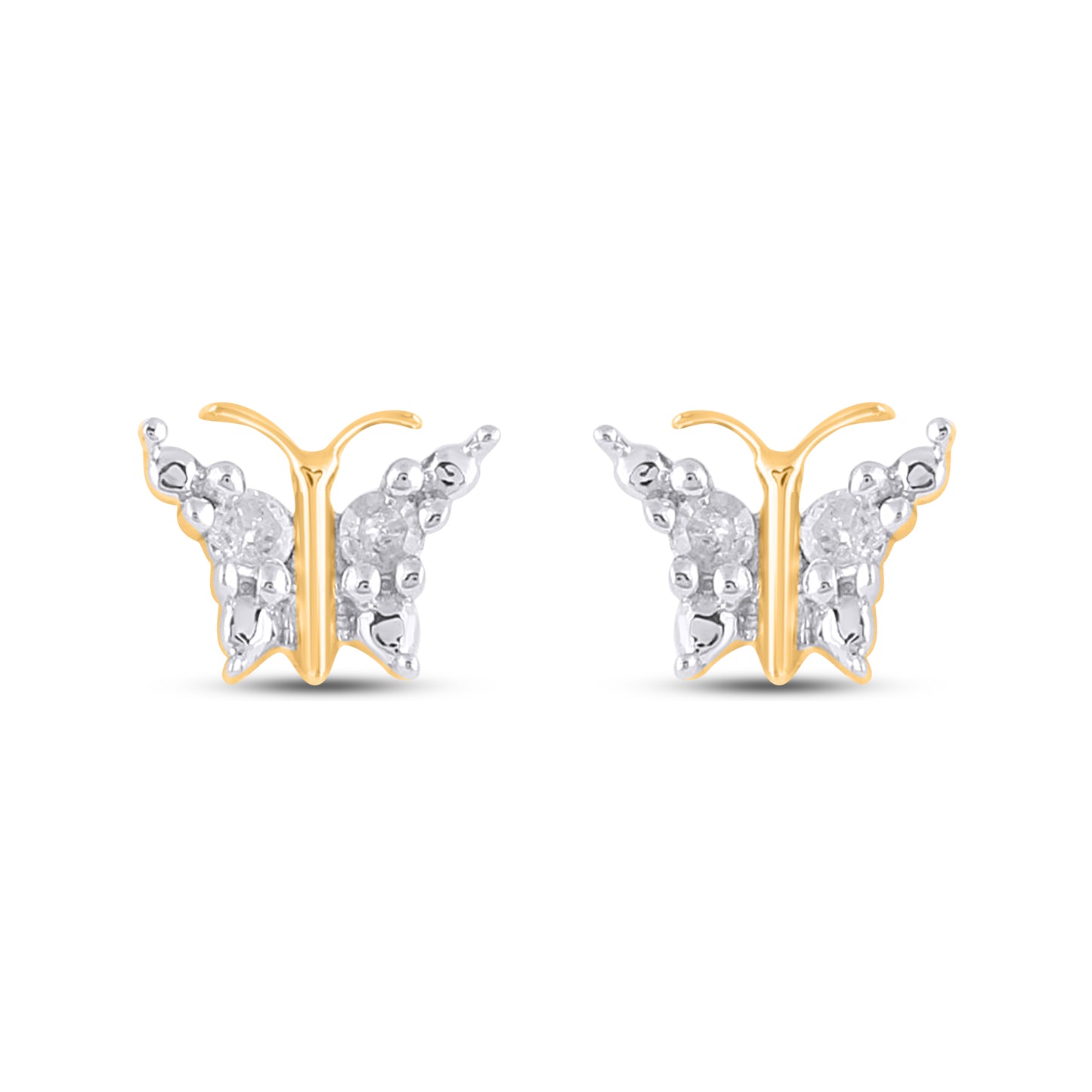925 Sterling Silver 0.02 Cttw Diamond "Butterfly" Earring