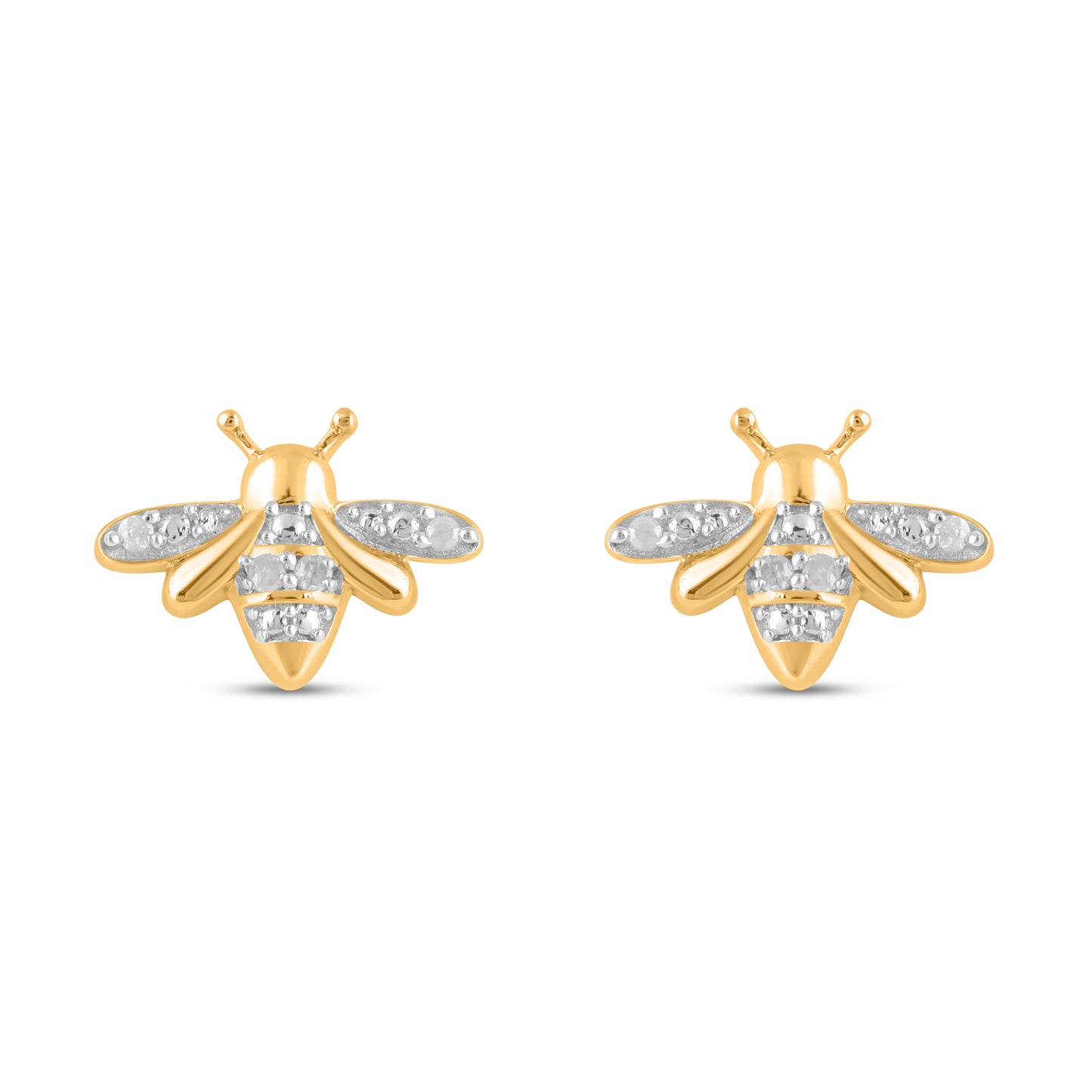 925 Sterling Silver 0.03 Cttw Diamond "Bees" Earring