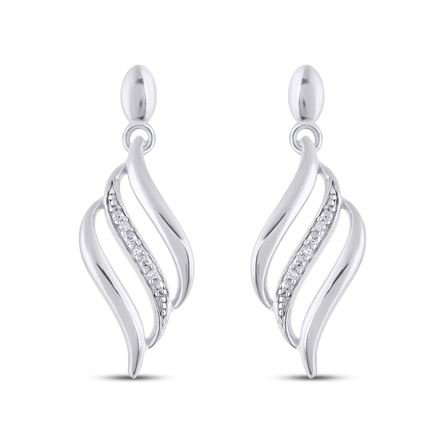 925 Sterling Silver 0.025 Cttw Diamond Earring