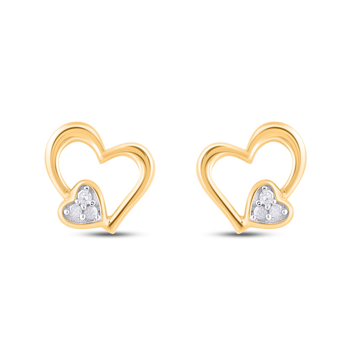 925 Sterling Silver Yellow Tone 0.02 Cttw Diamond Earring
