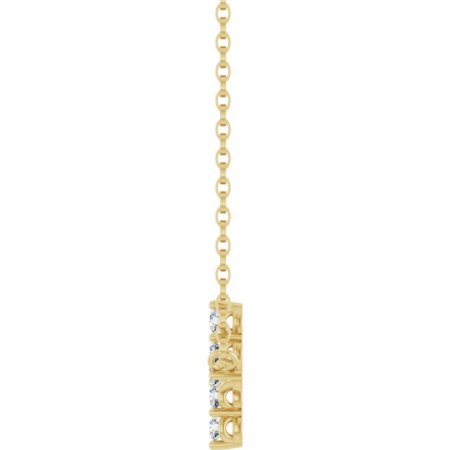 14K Yellow Gold Round 2Mm I1, G-H 18 In Polished 1/4 Ctw Natural Diamond Sideways Cross Necklace