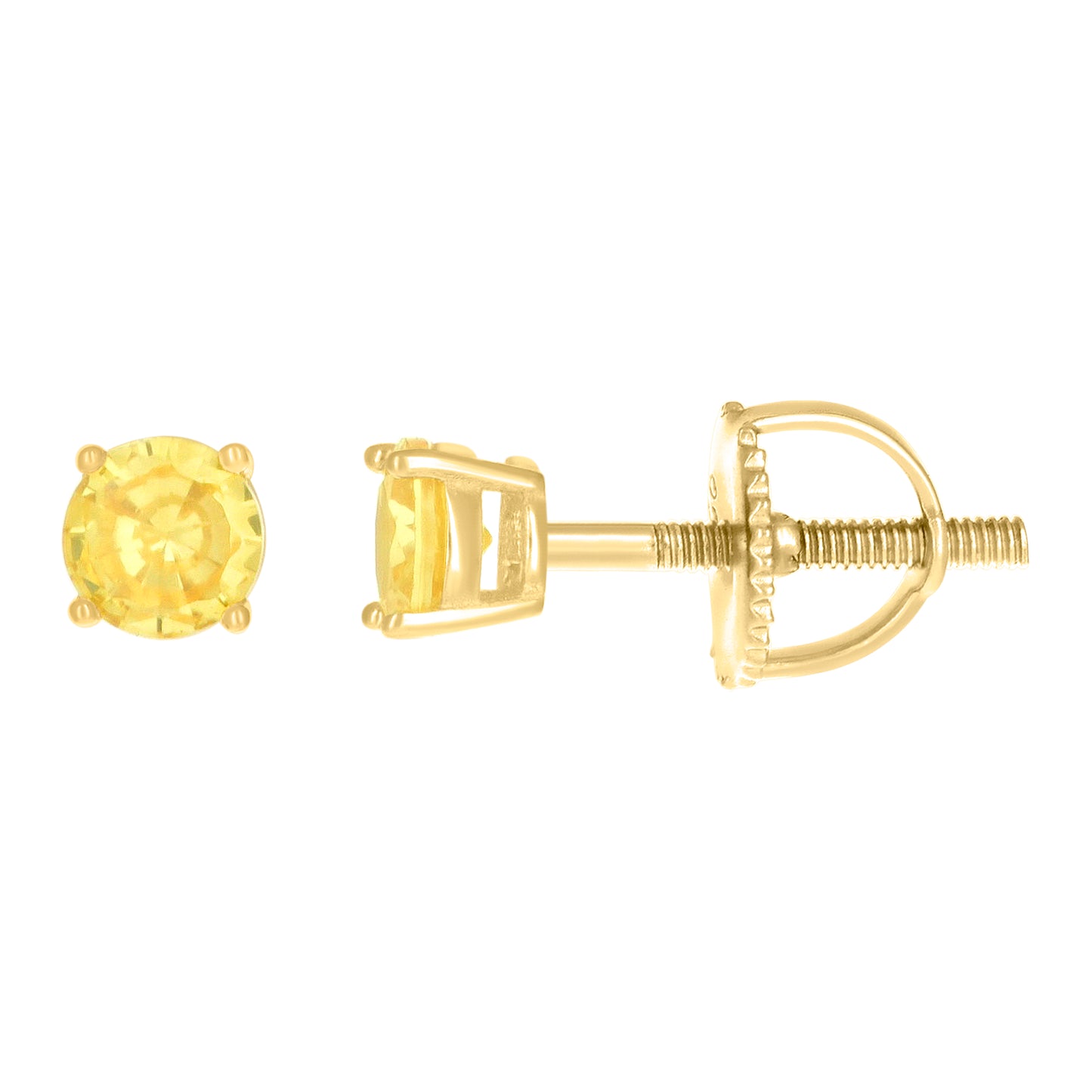 Sterling Silver Or Yellow-tone Unisex Cubic-Zirconia Solitaire Stud Earrings
