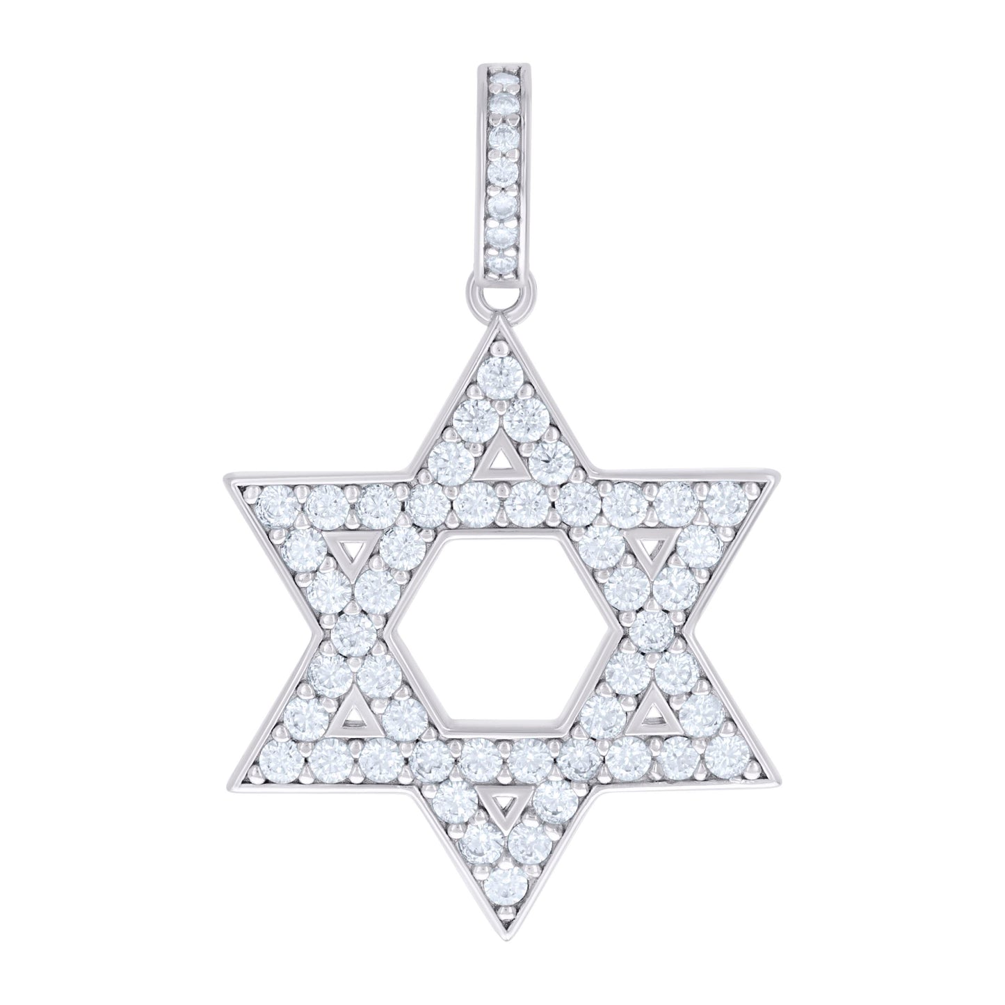 Sterling Silver Unisex Cubic-Zirconia Star Of David Symbol Religious Charm Pendant