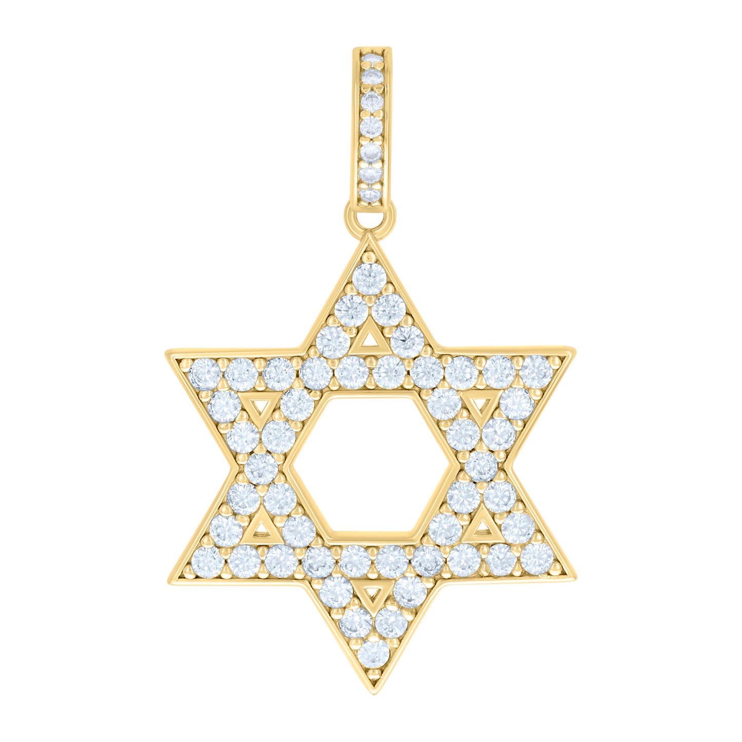Sterling Silver Unisex Cubic-Zirconia Star Of David Symbol Religious Charm Pendant