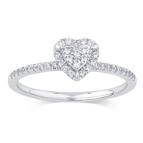 14K White Gold  0.20 Cttw Diamond Ladies "Heart" Ring