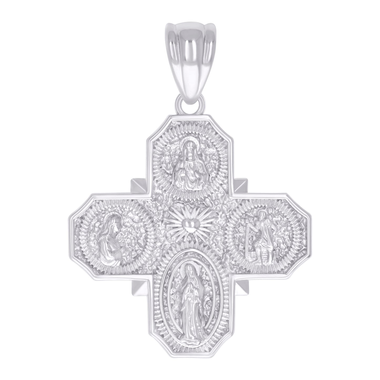 Sterling Silver Mens 4-Ways Cross Religious Charm Pendant