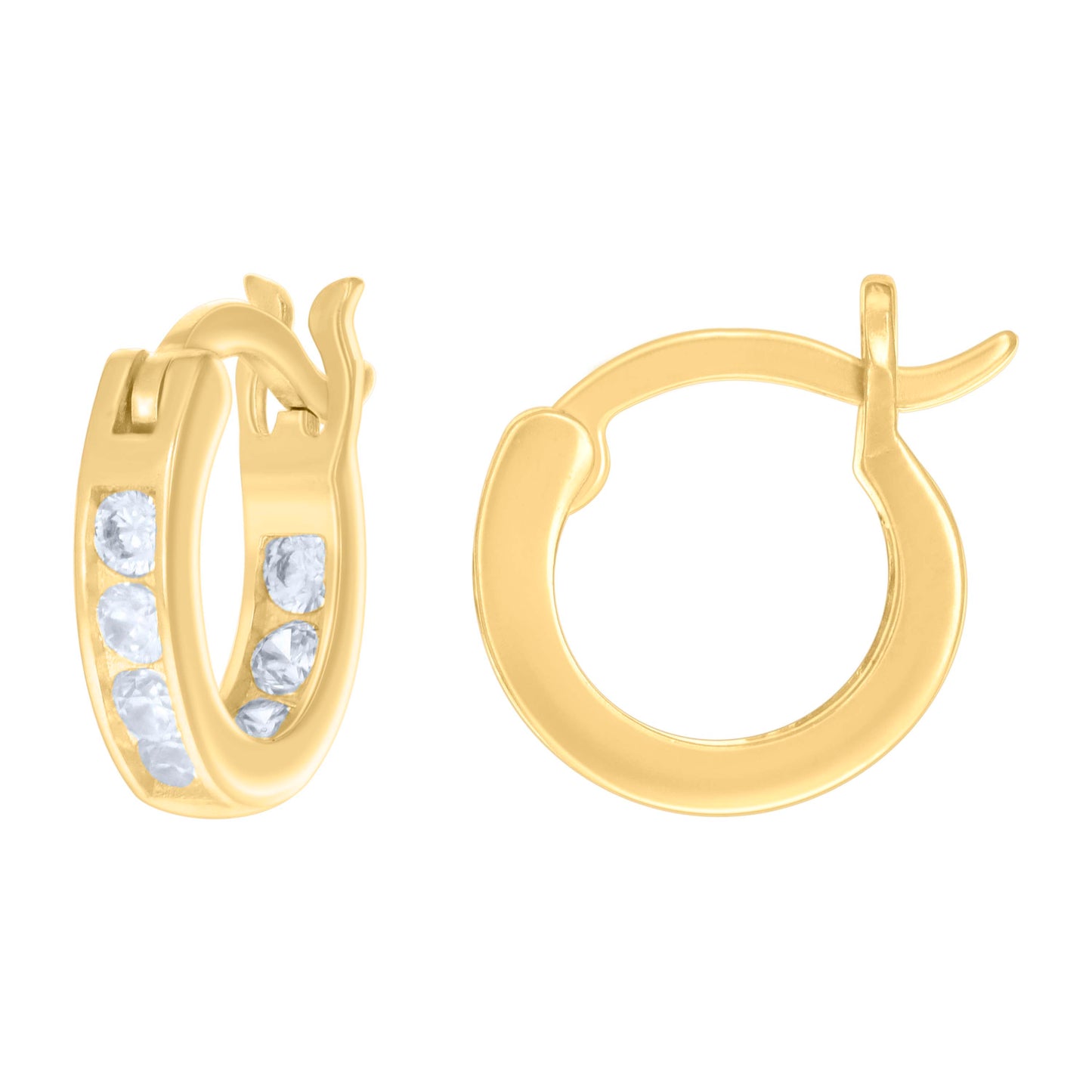Sterling Silver Or Yellow-Tone Womens Cubic-Zirconia Inside-Out Hoop Earrings