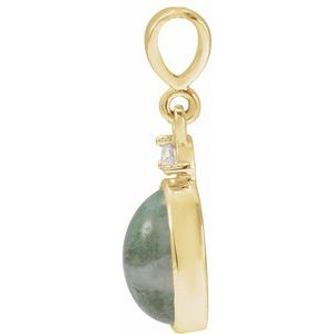 14K Yellow Or White Gold 8x6 mm .03 CT Natural Diamond Pendant