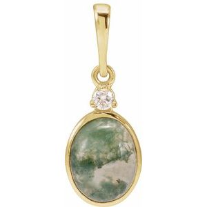 14K Yellow Or White Gold 8x6 mm .03 CT Natural Diamond Pendant