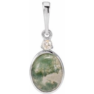 14K Yellow Or White Gold 8x6 mm .03 CT Natural Diamond Pendant