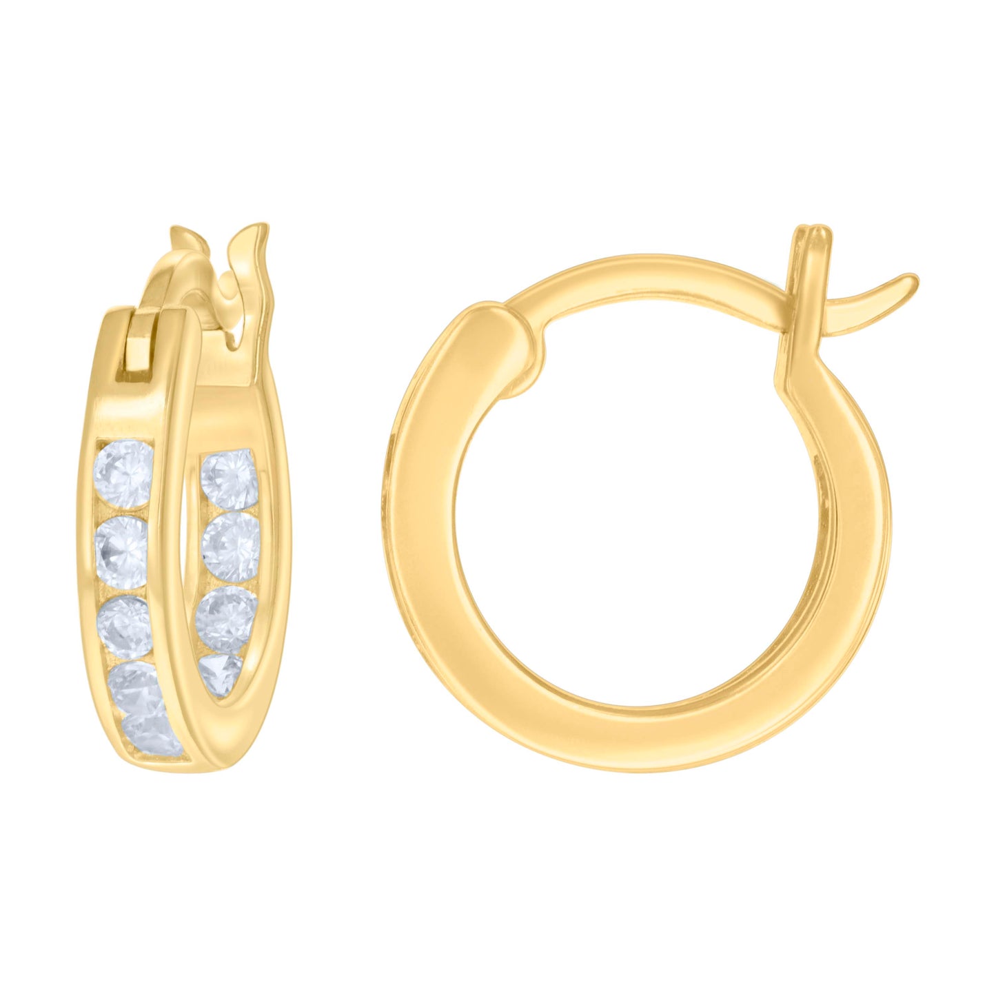 Sterling Silver Or Yellow-Tone Womens Cubic-Zirconia Inside-Out Hoop Earrings
